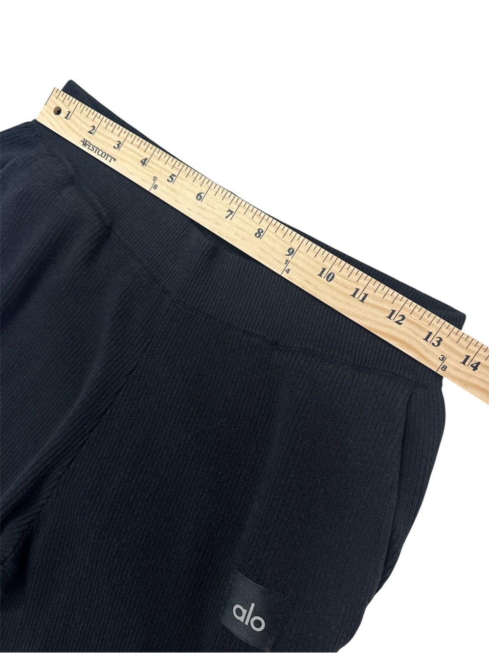 ALO Ribbed Knit Wide Leg Split Hem Lounge Pants Black s/m - Picture 6 of 8